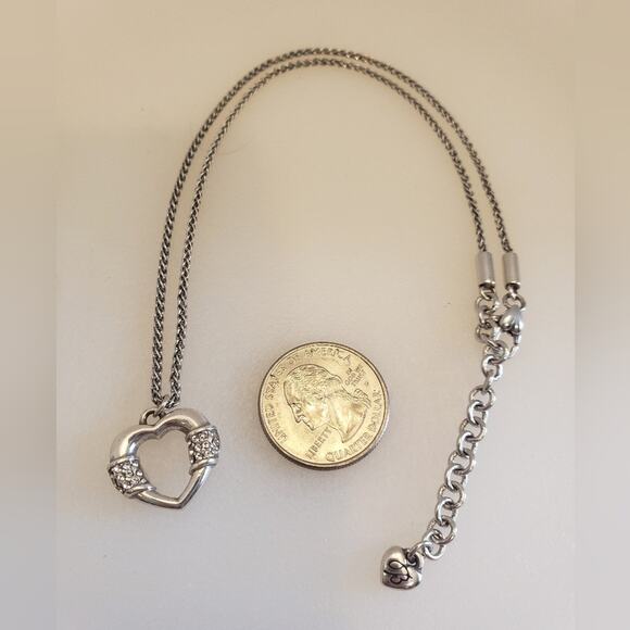 Brighton Silver plated Open‎ Heart Pendant Necklace with Rhinestone Accents - Picture 4 of 6